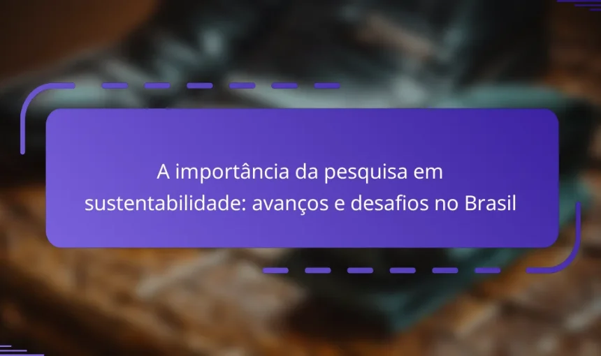 A importância da pesquisa em sustentabilidade: avanços e desafios no Brasil