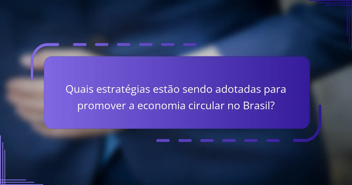 Quais estratégias estão sendo adotadas para promover a economia circular no Brasil?