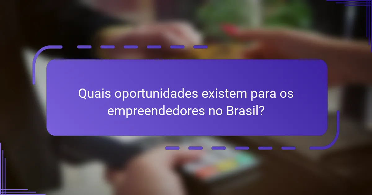 Quais oportunidades existem para os empreendedores no Brasil?