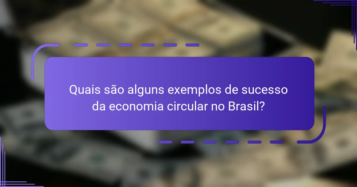 Quais são alguns exemplos de sucesso da economia circular no Brasil?