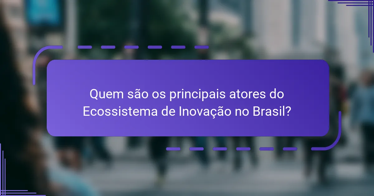 Quem são os principais atores do Ecossistema de Inovação no Brasil?